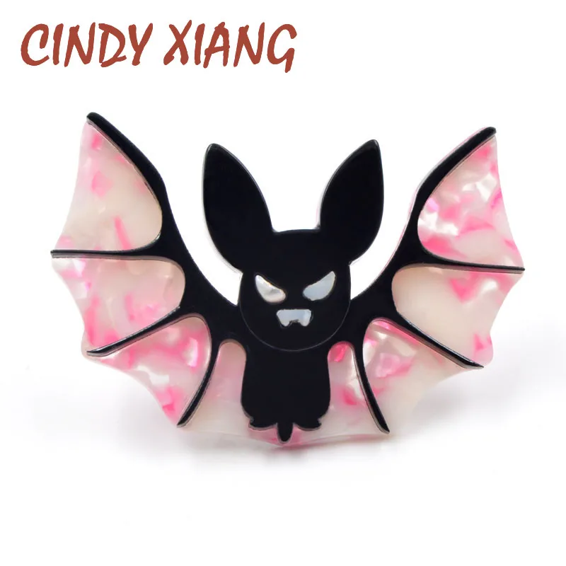 

CINDY XIANG Cute Acrylic Bat Brooches for Women Acetate Fiber Brooch Pins Colorful Animal Broches Handmade Jewelry New Year Gift