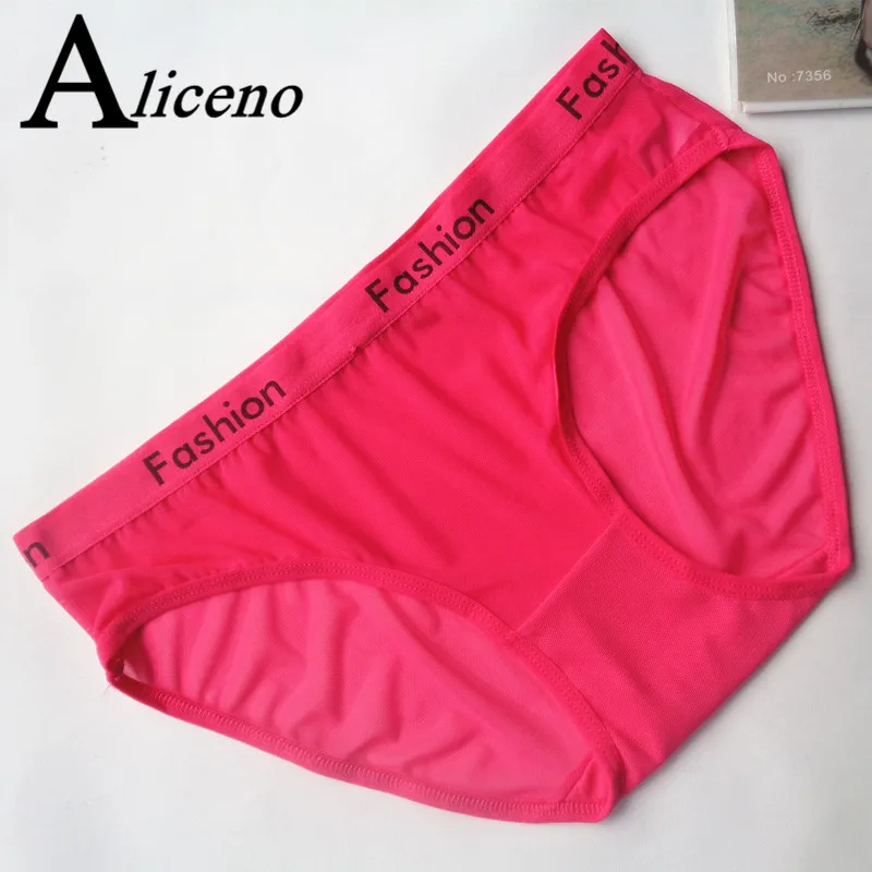 ALICENO, с буквенным принтом, сексуальные женские хлопковые сетчатые прозрачные трусики, нижнее белье, модное, с низкой посадкой, женское нижнее белье, бесшовные трусы HP07 - Цвет: Розовый