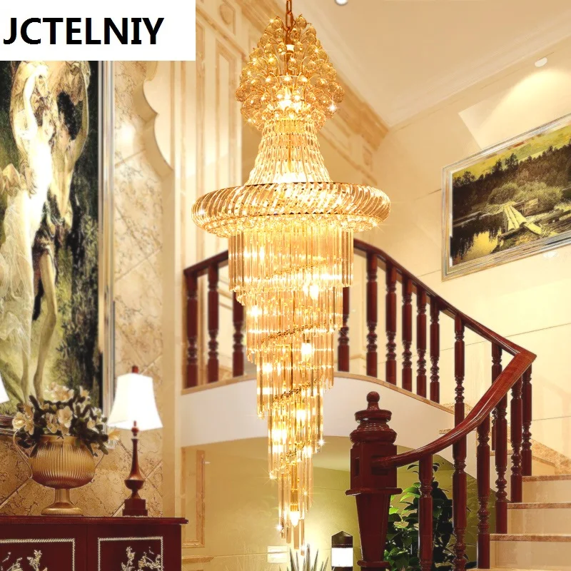 

Stair crystal long pendant light stair lamp fashion crystal pendant light large