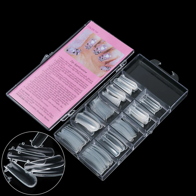 

Dmoley 100 Pcs Acrylic False Nail Art Fingernail Transparent Ultra-thin Matte Fake Nails for Nail Tool