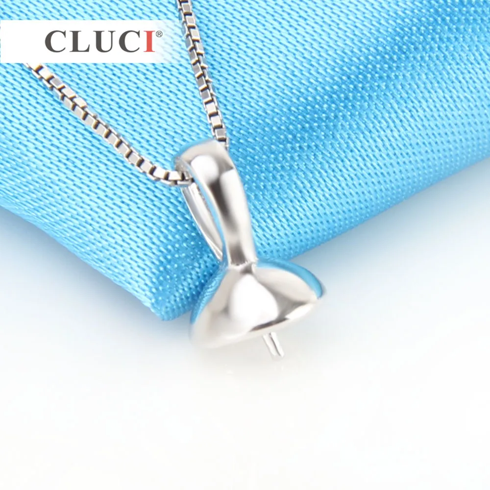 925 Sterling Silver Minimalism Pendant Accessaries for OL Women Simple Round Pearl Pendant Mounting SP139SB CLUCI