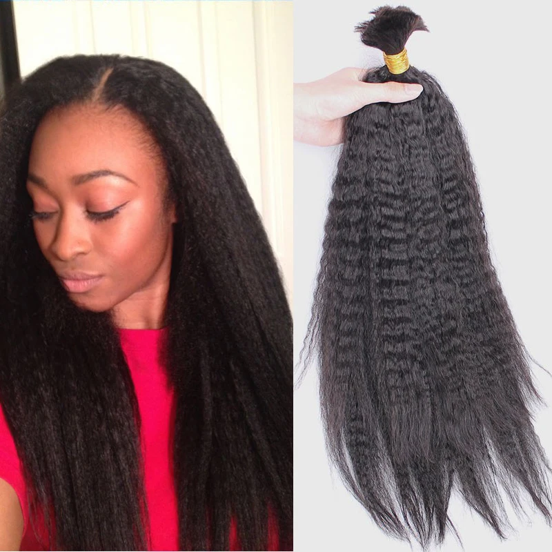 0 : Buy 7A Human Braiding Hair Bulk Brazilian Kinky Straight Bulk Hair For Braiding ...