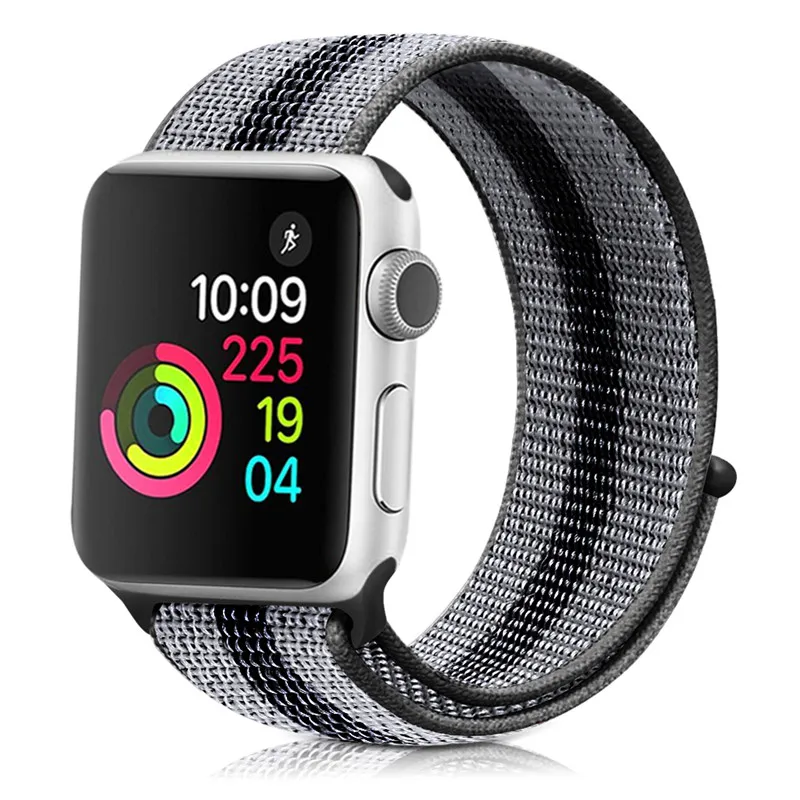 Полосатый цветной нейлоновый дышащий ремешок для часов для Apple Watch iWatch 4 Sports& Edition, спортивный браслет, ремешок для наручных часов - Цвет ремешка: Black