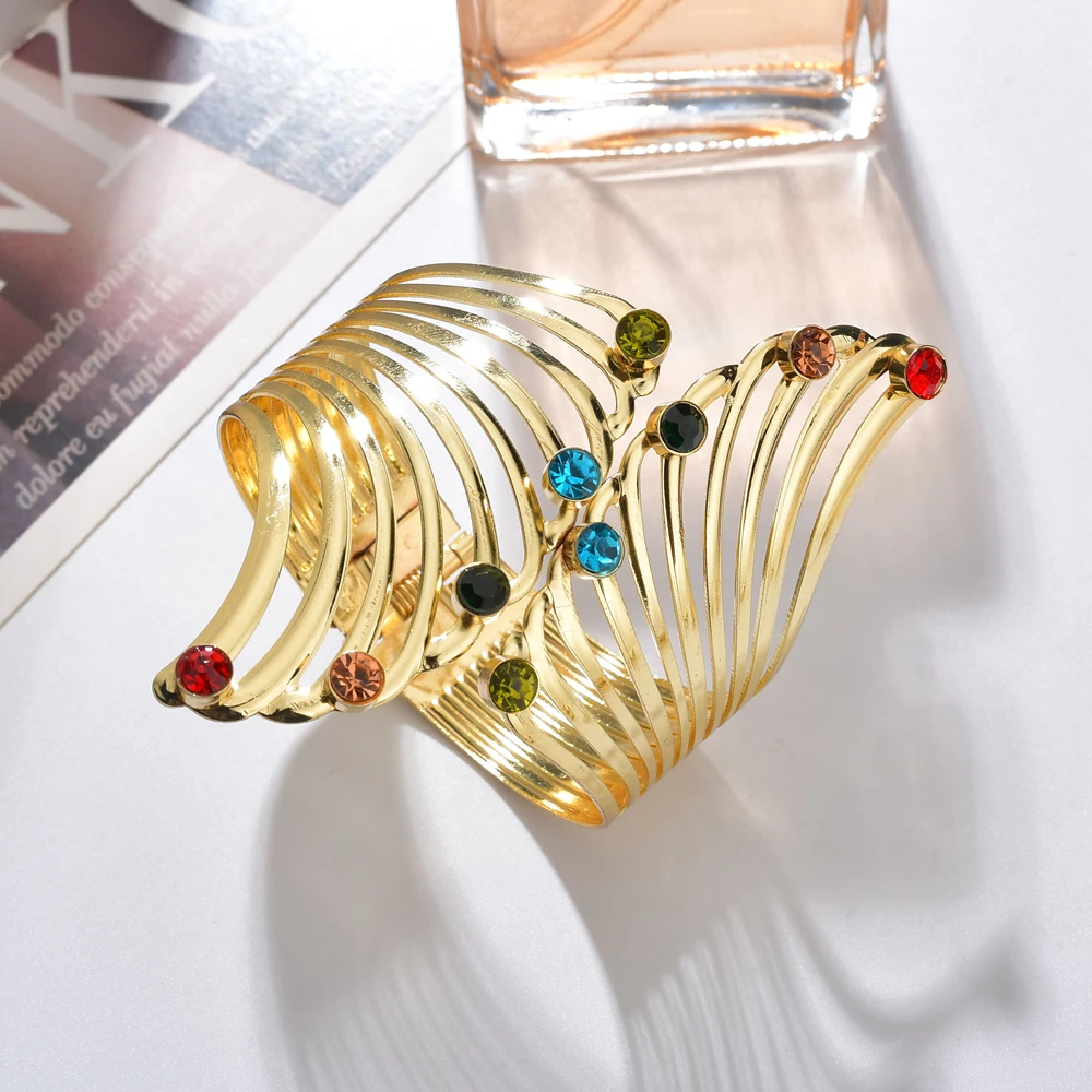 MESTILO Bijoux Gypsy Модный Золотой панк цветной кристалл манжеты широкие мужские браслеты браслет на руку для женщин ювелирные браслеты и браслеты