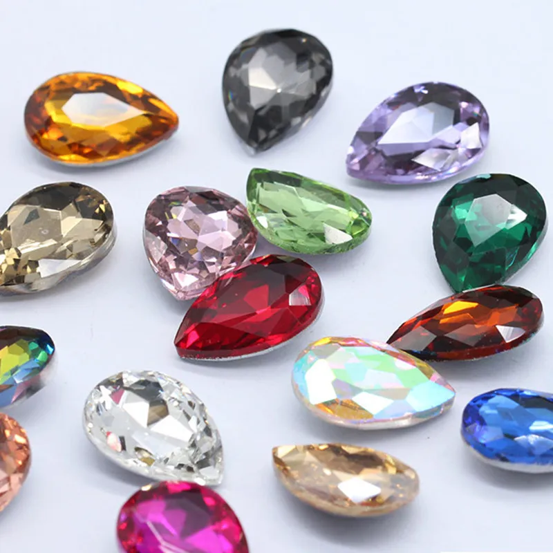 10 шт ромбовидные кристаллы для ногтей AB Стразы драгоценные камни алмазное Золотое дно плоский задний камень 6*10 мм 3D амулеты аксессуары для ногтей