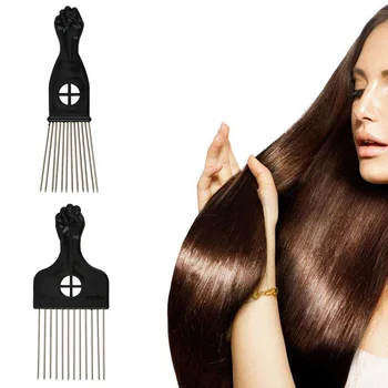 

Pro Salon Black Metal African American Pick Comb Haircut Hairdressing Special Hair Comb For Hair Styling Combs Tool