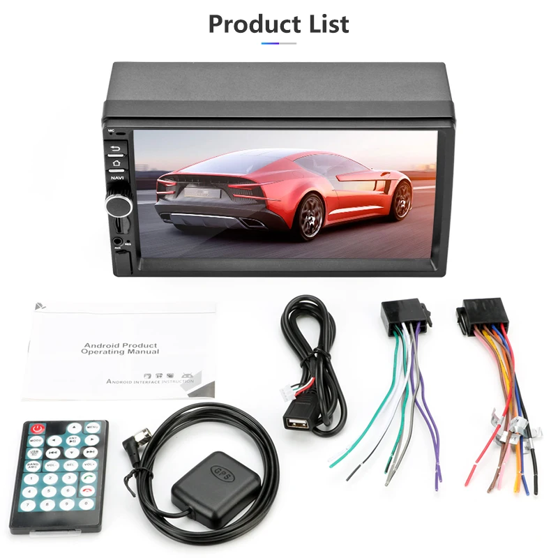 Top Jansite 7" 2 Din Car multimedia Android 8.1 player Touch screen GPS Navigation Mirror-link for iPhone audio With Backup camera 5