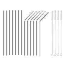 304 Stainless Steel Scratch-Resistant Straw Set Paper Card With Cleaning Sweep Curved Stainless Steel Straw Set