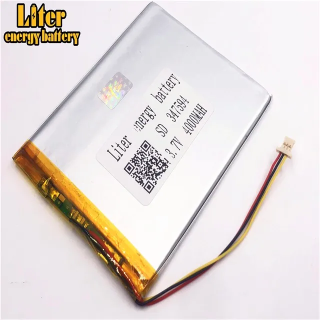 1,0 мм 3-контактный разъем 347594 3,7 в 4000 мАч полимерная литий-ионная батарея Замена планшетных ПК батарея для планшетных ПК 7 дюймов