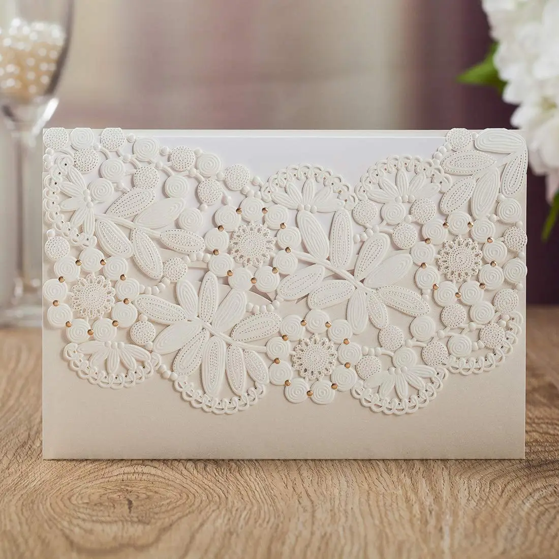  20PCS White Laser Cut Wedding Invitations Cards Lot Blank Birthday Gift Greeting Cards Customized P - 32992863266