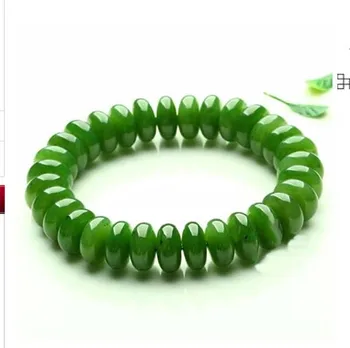 

Natural spinach, green jade, buttoned bracelet, men and women, Tian Yu, abacus beads, Braided Bracelet