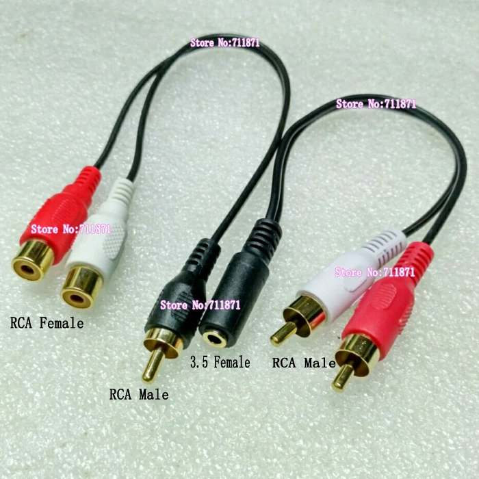 High quality Male to Double Female RCA Audio Line Cable 3.5 Female to
