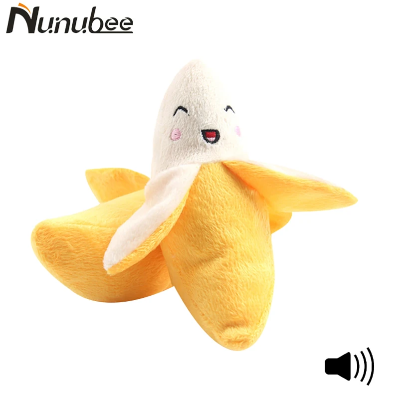 Nunubee Lovely Banana Pet Chew Squeaker Squeaky Plush Sound Fruits