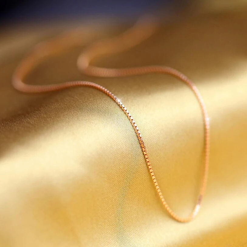 

Rose Gold Color Chain Necklace For Women Width 1 mm Fashion Men's Lady Chain Necklace Short Clavicle Fashion Fine Jewelry