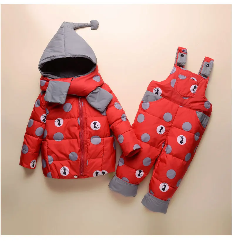 Детский лыжный костюм для русской зимы Детский пуховик куртка+ штаны, парка зимний комбинезон, одежда для маленьких девочек комплект одежды для мальчиков, верхняя одежда, enfant