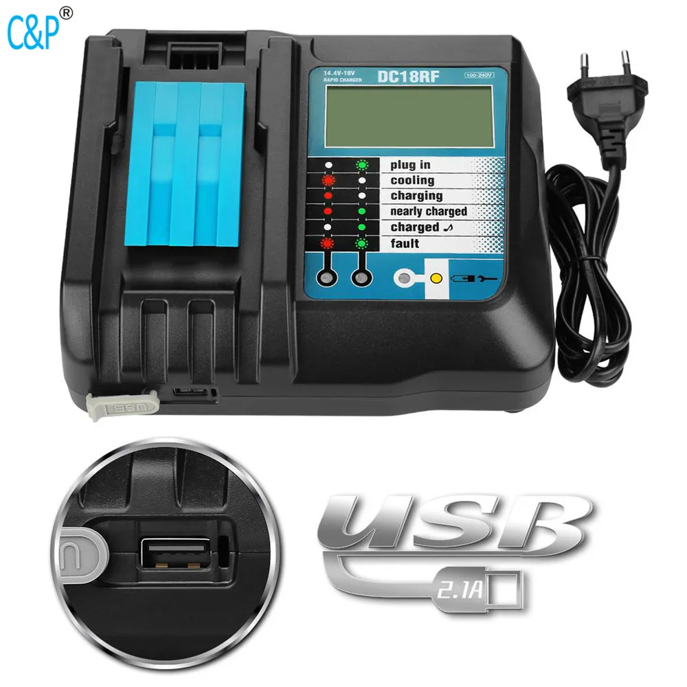 C & P Mak ch07 с usb портом литий ионная аккумуляторная батарея BL1830 BL1840 DC14SA DC18RD DC18RCT 100 240В