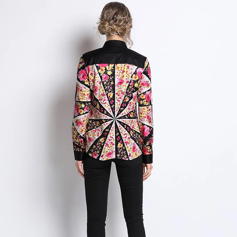 Fashion Women Blouse Runway Flora Print Elegant Office Shirts Ladies Work Long Sleeve Top High Quality Female Clothes Fashion Women Blouse Runway Flora Print Elegant Office Shirts Ladies Work Long Sleeve Top High Quality Female Clothes