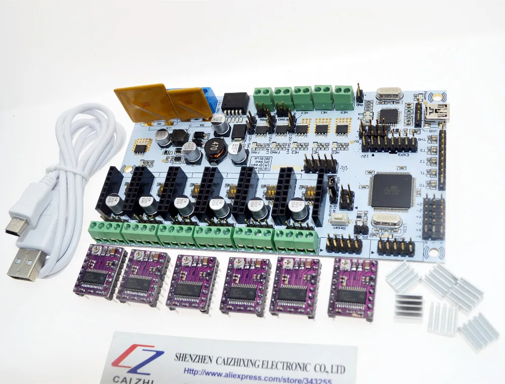 

Wholesale Reprap 3d printer main control board Rumba board for Mendel Prusa 3D starter kits and 6PCS DRV8825 Stepper