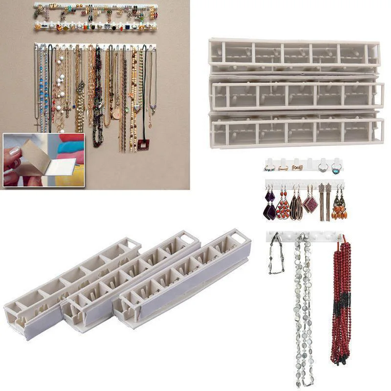 

9pcs Set Jewelry Organizer Hanging Holder Necklace Display Stand Rack Bathroom Viscose Type Wall Sundries Storage Hooks