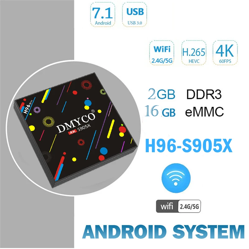 

DMYCO H96 Max S905X H2 Android 7.1 TV Box 2G 16G S905X Octa core 4K Smart TV VP9 HDR10 USB3.0 WiFi BT 4.0 Media Player TV BOX