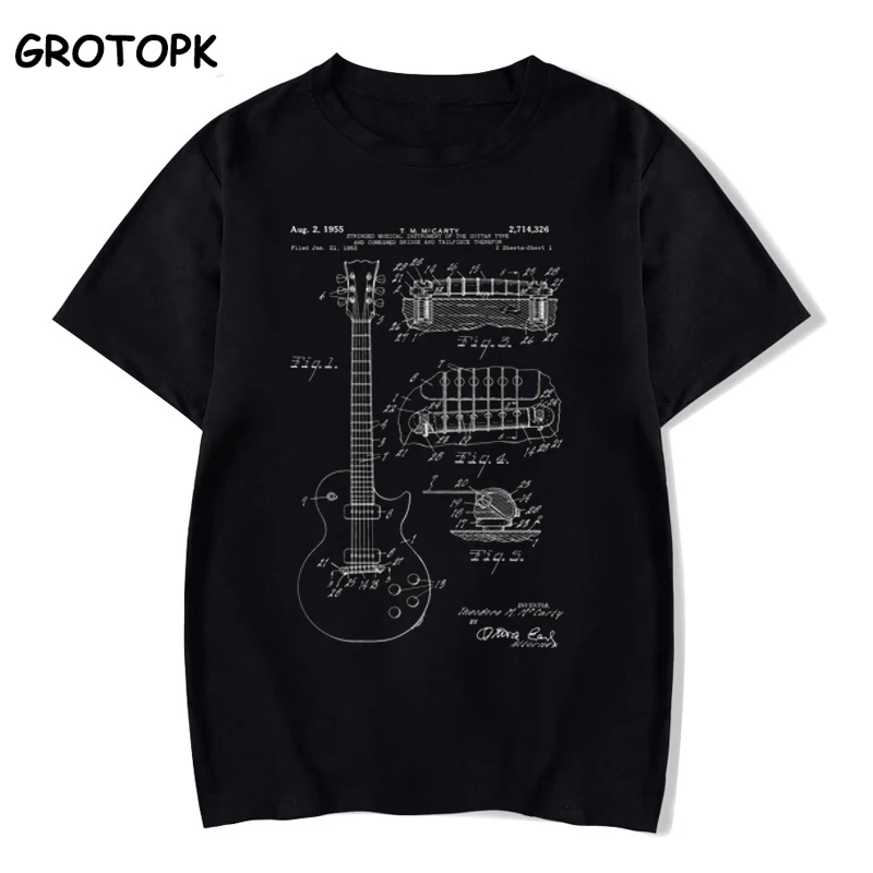 Белая лакированная футболка Gibson Les Paul с изображением гитары новинка 100% хлопок топ