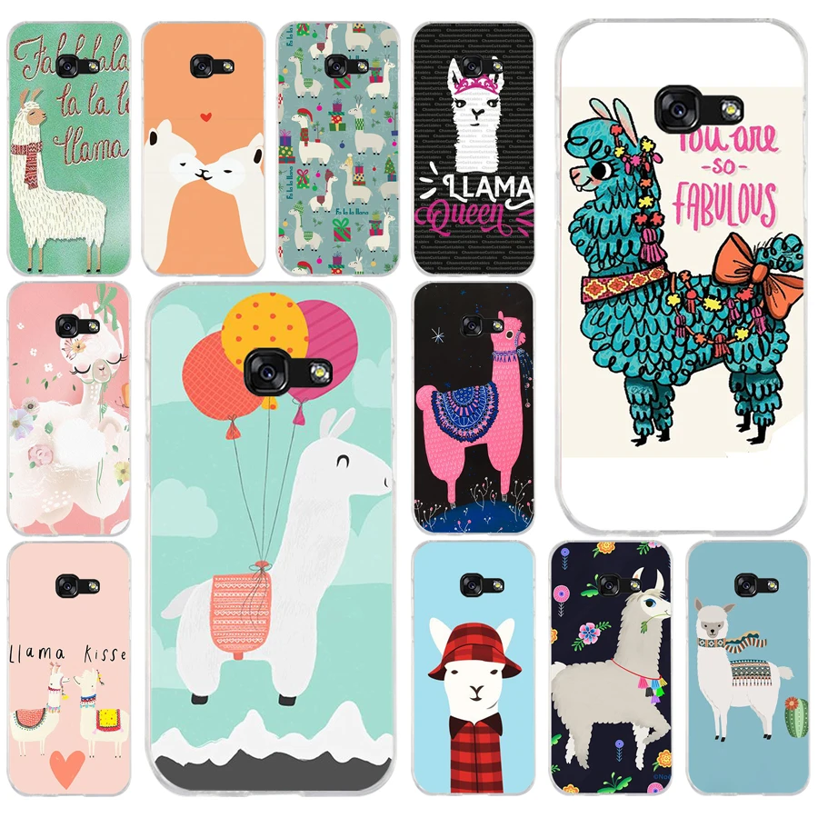 

090 Cute Llama Alpaca Animals Cartoon Soft Silicone Tpu Cover phone Case for Samsung a3 a5 2017 a6 plus a7 a8 2018 s6 7 8 9