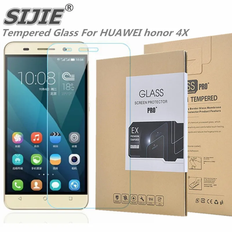 

SIJIE Tempered Glass For HUAWEI honor 4X 2.26mm Screen Protector front stronger 9H thin discount Retail Package Hard BOX save