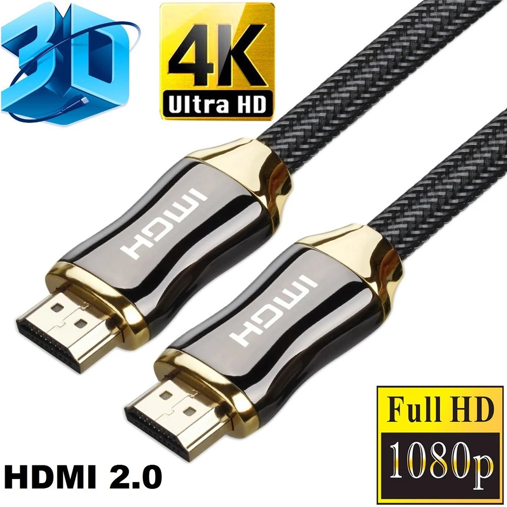 2,0 версия 4 к HDMI кабель для HD ТВ ЖК-дисплея ноутбука компьютер цинковый сплав плетеный кабель HDMI, HD 1,8 м/3 м/5 м/10 м Высокое качество