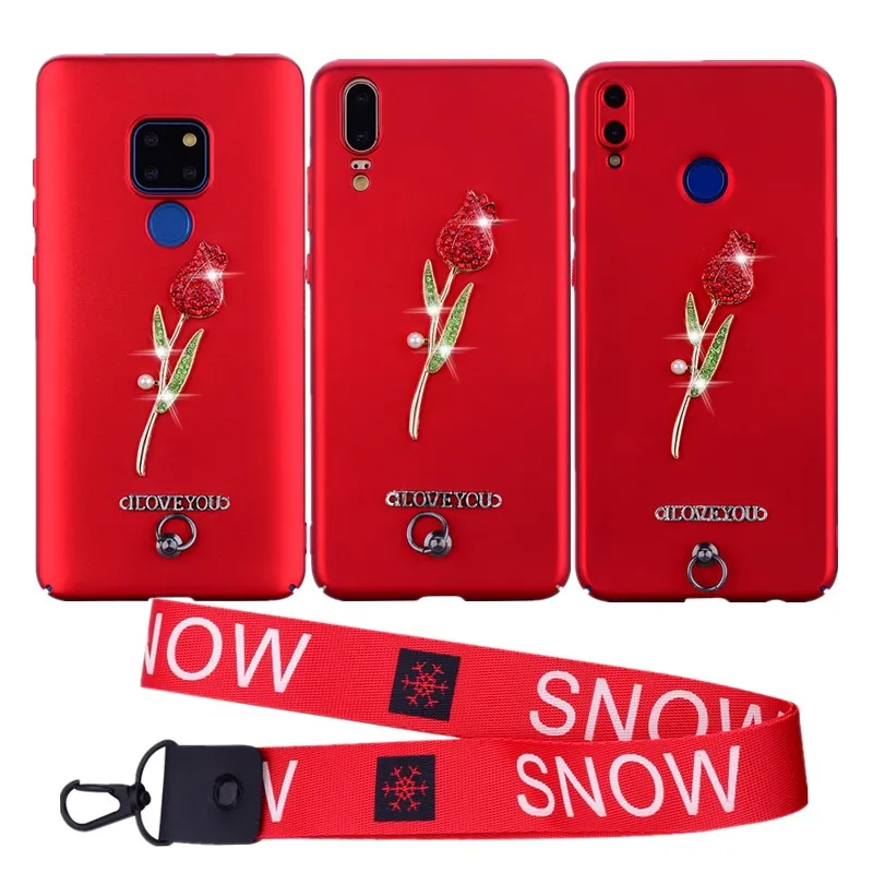Чехол с розовым ремешком для Huawei Honor 10 Lite P Smart 2019 Nova 3 3i V10 V20 Mate 20 Pro Жесткий телефона из ПК чехол|Чехлы-книжки| |