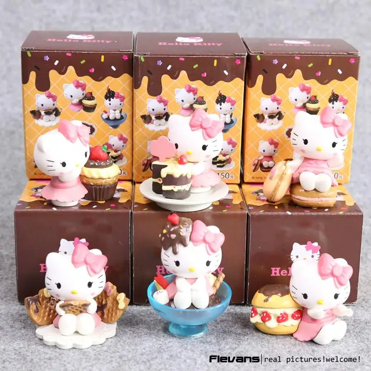 

Anime Cartoon Lovely Hello Kitty Chocolate Party PVC Action Figures Collectible Model Toys Dolls 6cm 6pcs/set KTFG034