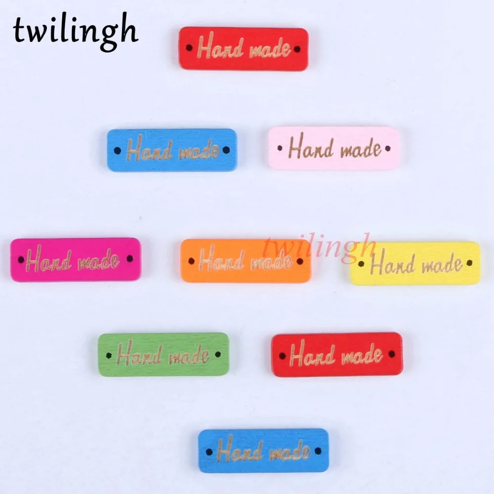 

twilingh 50Pcs Mixed Color Natural Wooden Buttons 2 Holes Wooden Button Handmade