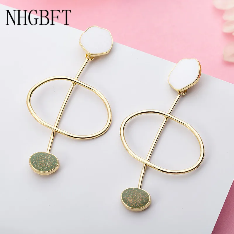 

NHGBFT Irregular Geometric Long section Earrings For Women wedding hollow-carved design Dangle Earring Jewelry