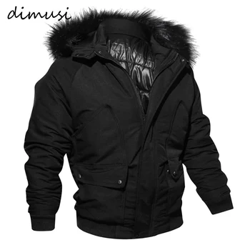 

DIMUSI New Paddad Men Winter Bomber Jacket Cotton Thick Thermal Down Parkas Male Casual Hoodies Faux Fur Collar Warm Coats,TA181