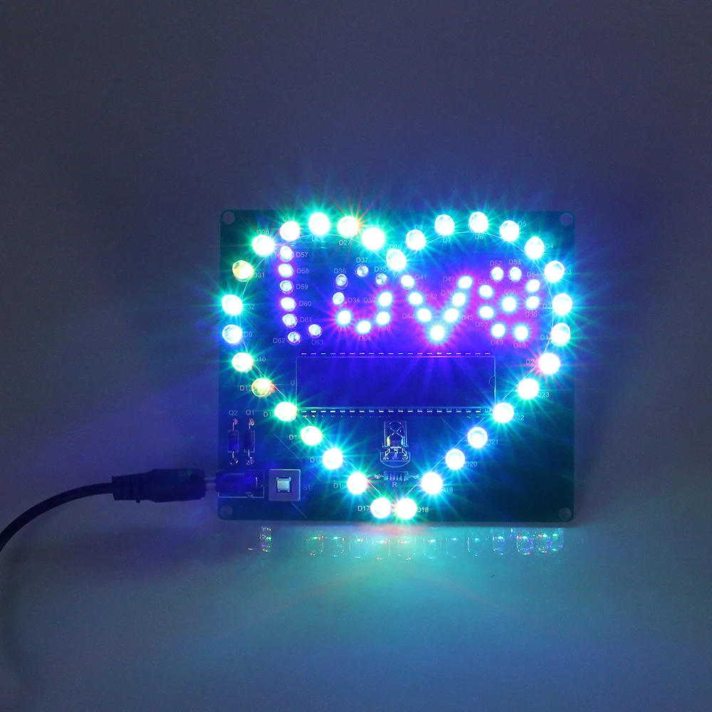 

Colorful LED Lamp Heart Shape Electronic DIY Kit Remote Control for Love LED Lamp Love Light Electronic DIY Led Flashing Module