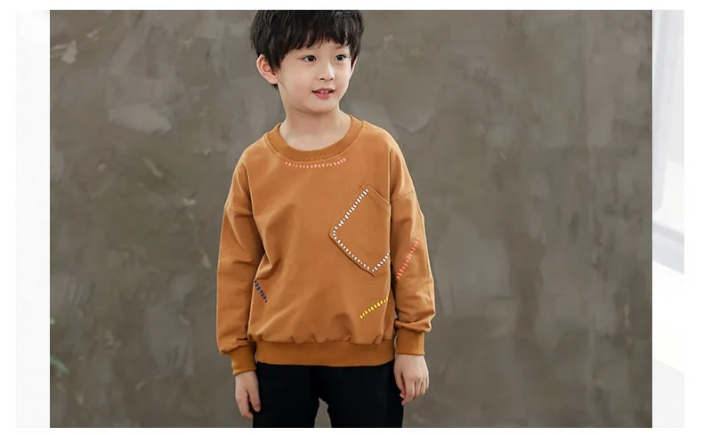 Boys long sleeve t shirt sweatshirt children's fashion oblique pocket autumn and spring warm clothes kids shirt tops outwear (12)