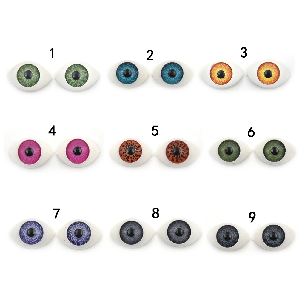 

8 Pcs Vivid Oval Hollow Half Round Eyes for DIY Doll Bear Crafts Mix Color Plastic Doll EyeBall Doll Toy Parts 16*11mm