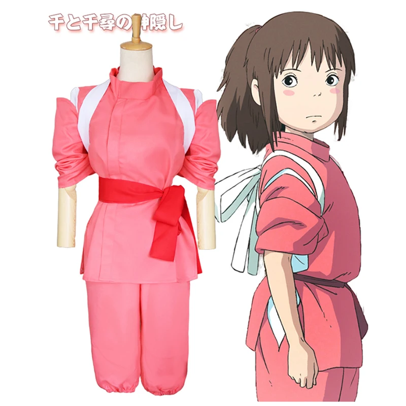 

Japanese Movie Hayao Miyazaki Spirited Away Ogino Chihiro Cosplay Costume Halloween Party Clothing