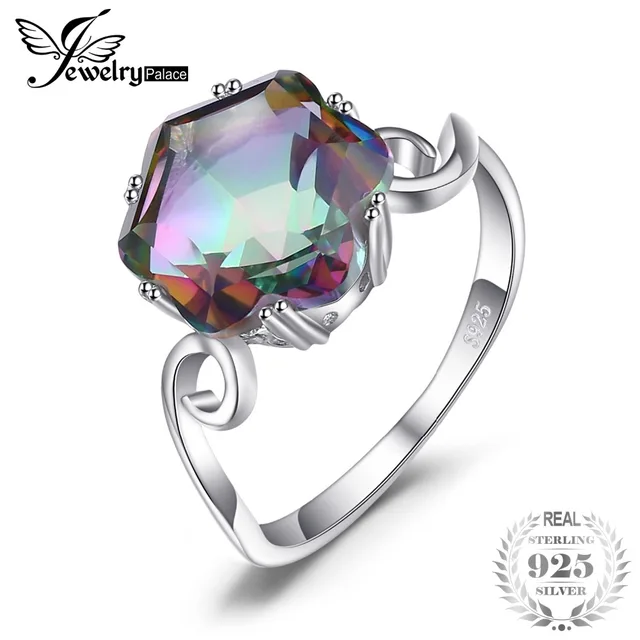 JewelryPalace 3.2ct Genuine Natural Rainbow Fire Mystic Topaz Solid 925 Sterling JewelryPalace 3.2ct Genuine Natural Rainbow Fire Mystic Topaz Solid 925 Sterling