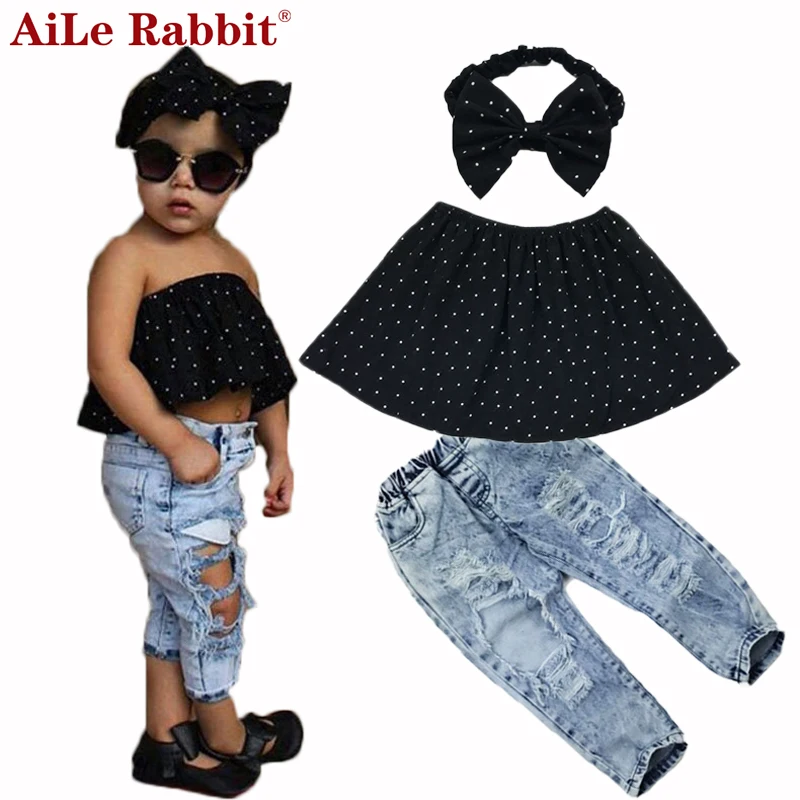 Комплект летней детской одежды для девочек с принтом кролика 3 шт.|clothes xxl|clothing