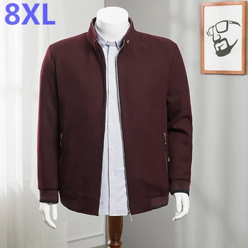 

large size 8XL 7XL highquality Woolen Overcoat Brand Clothing Winter Jakets For Men Windbreaker Jacket Thickened Woolen Coat