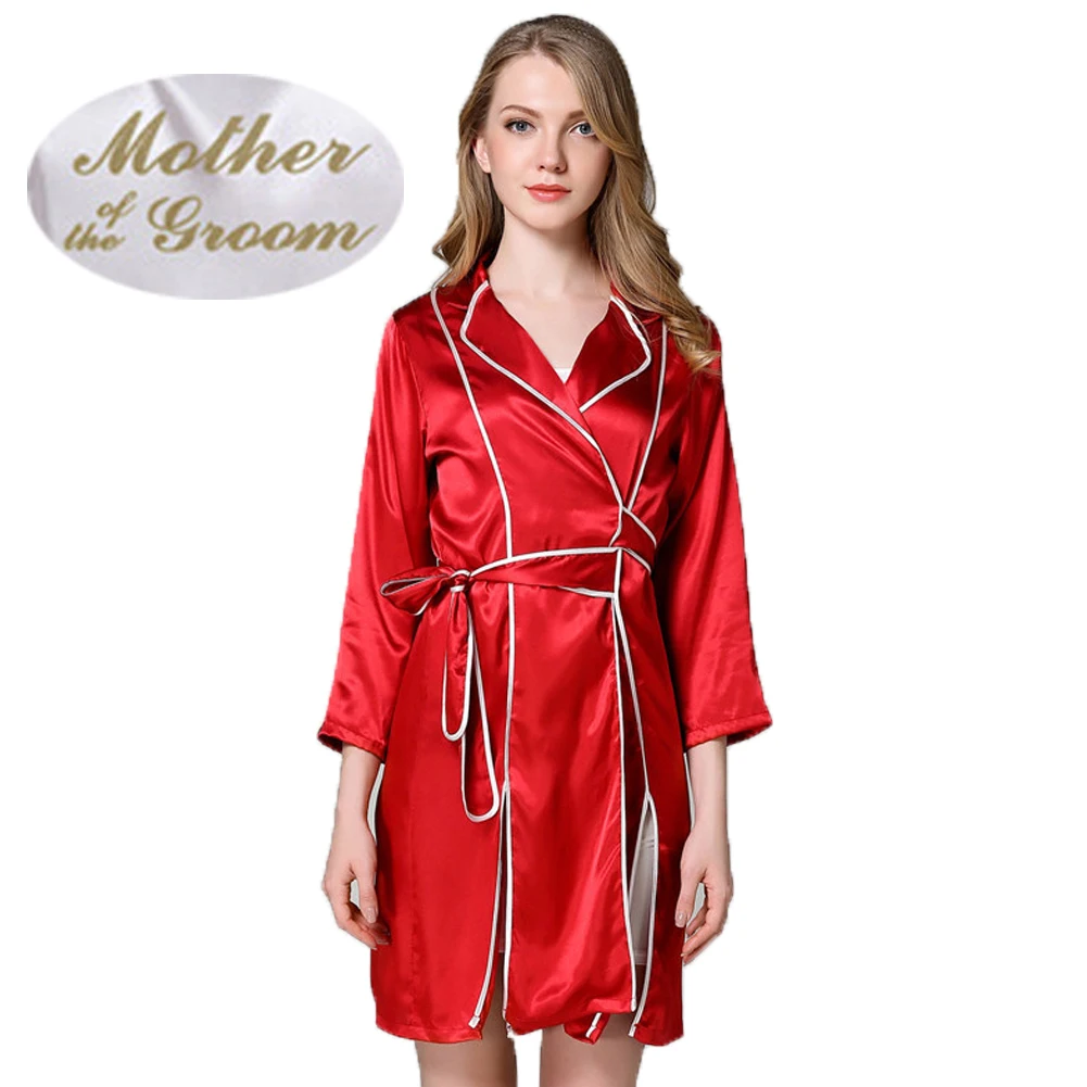 R20 Короткое Кимоно пижамы Ночная рубашка Свадебная вечеринка готовая халат ночная рубашка для женщин - Цвет: Red Motherof G