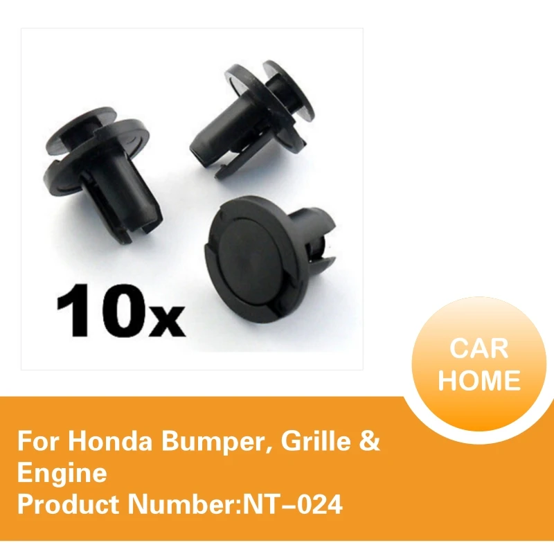 10x 10mm Push Fit For Honda Bumper, Grille & Engine Under Tray Trim