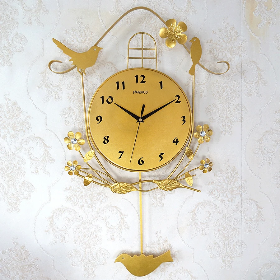 

Modern Antique Cartoon Clock Mechanism Salon Duvar Saati Wall Clock Bird Sticker Tree Saat Clocks Zegar Pendulum Clock Wall