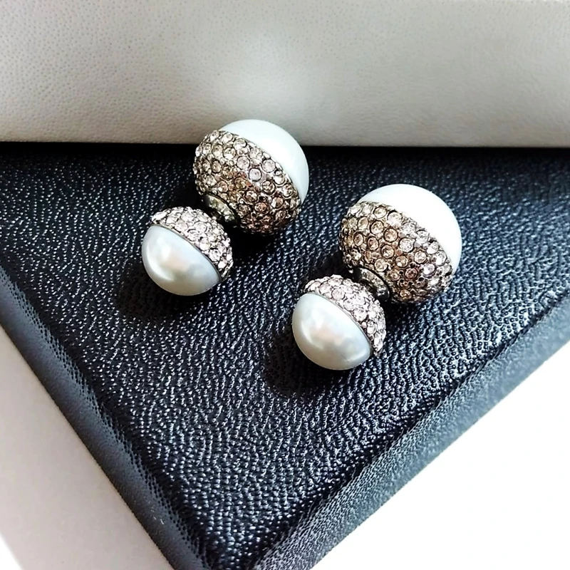 Double sided pearl earrings