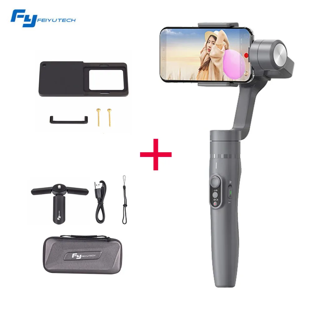 

Feiyu Vimble 2 Extendable Handheld 3-Axis Travel Gimbal Stabilizer for iPhone X 8 Plus 7 6 SE Samsung Galaxy S9+ S9 S8+ + Plate