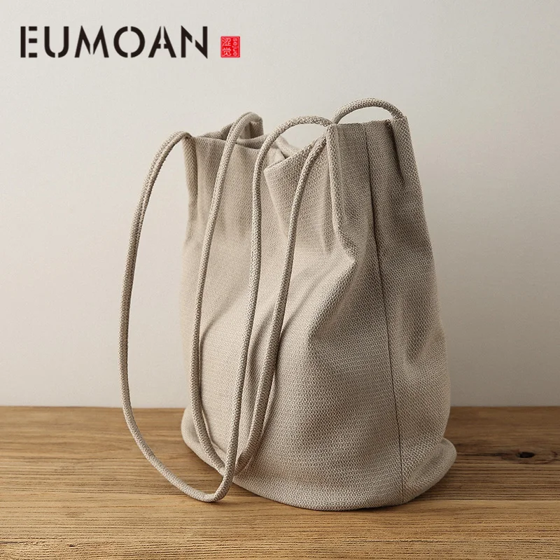 

EUMOAN Korean literary canvas bag, women's single shoulder sen strap bag, trend slanted hand-held women's bag