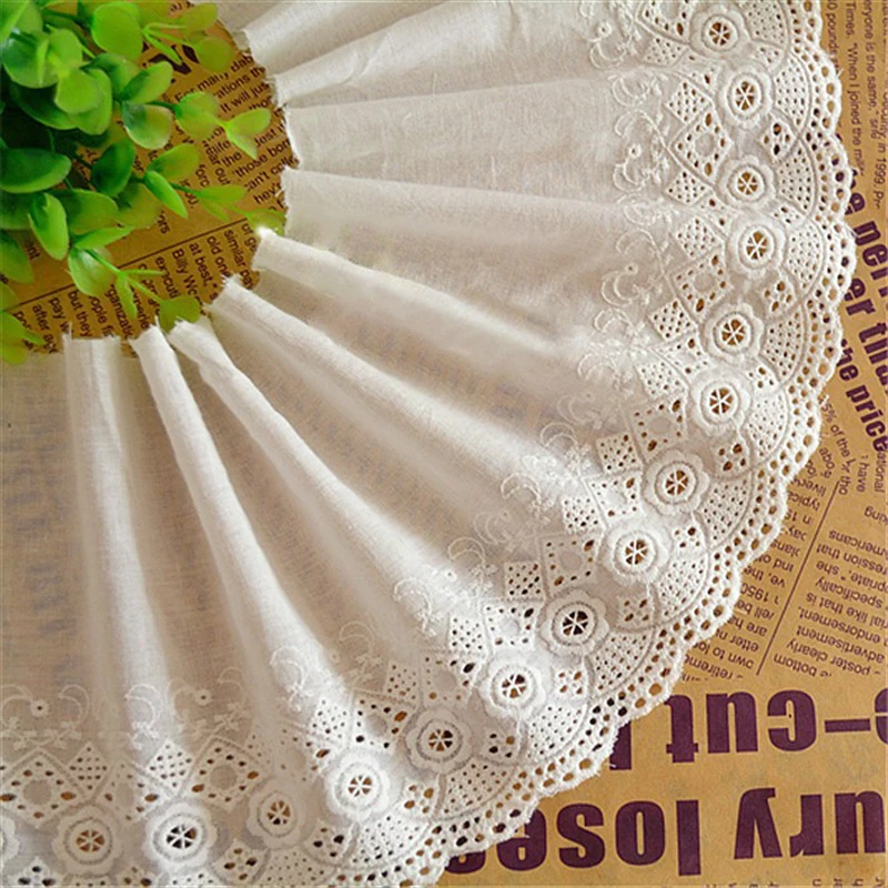 

Free Shipping White National Trend 100% Cotton Cloth Embroidery Lace Trim Lace Fabric 15cm Width 5Yds or 3Yds/lot