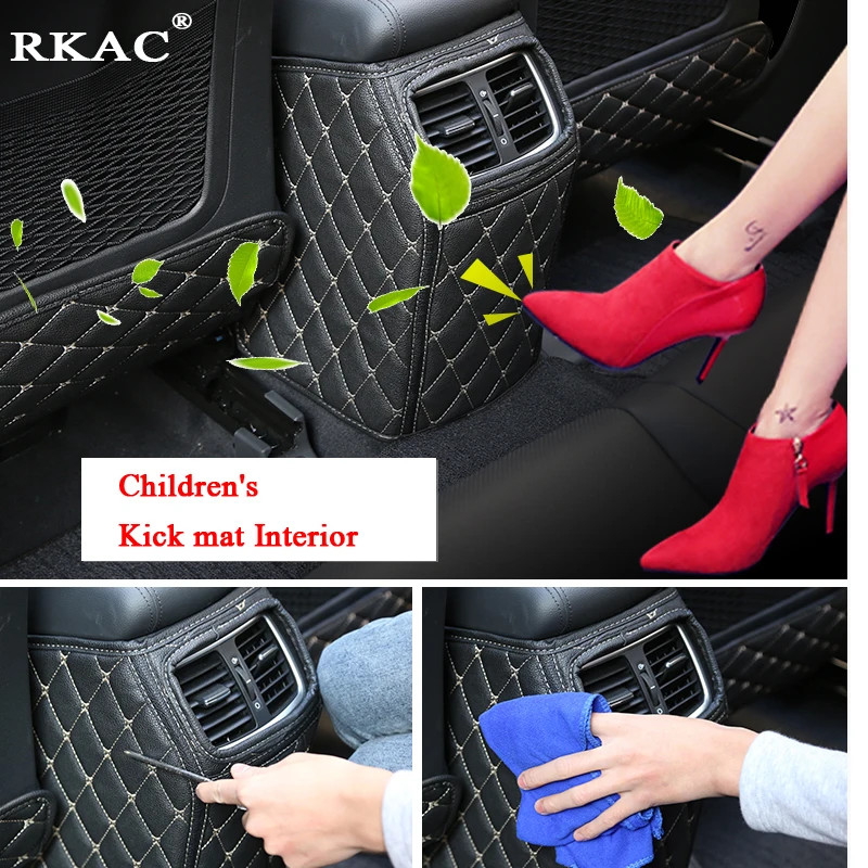 

RKAC Children's Kick mat Interior Mouldings Refit Armrest box Rear seat Kick-proof mat For Hyundai Tucson 2015- 2018 stickers