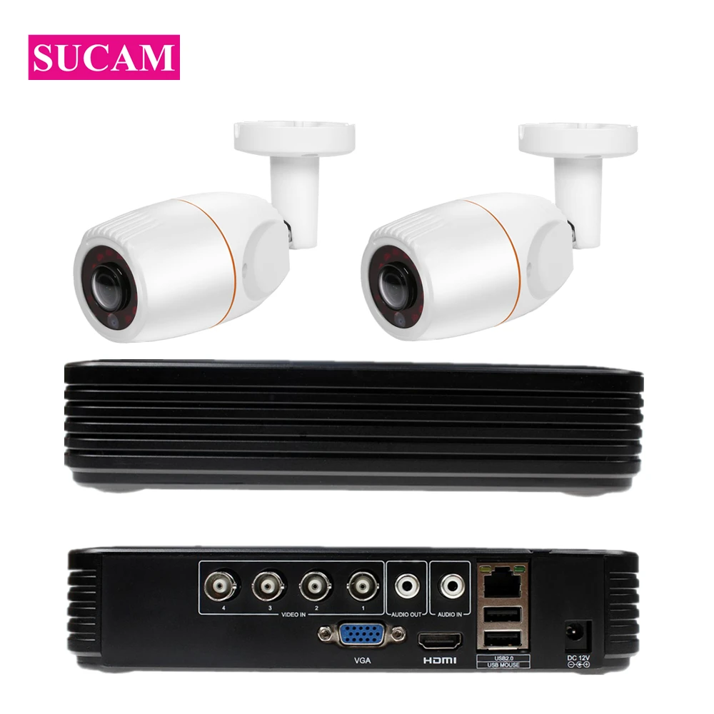 

SUCAM Waterproof 2Channel AHD Security Video Camera System 180 Degrees 2Pieces Bullet Outdoor Fisheye CCTV Camera Power Supply