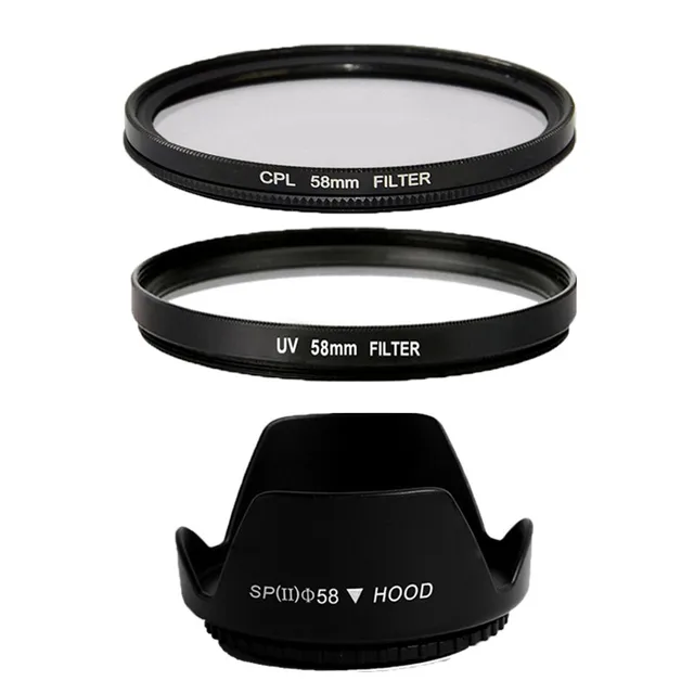 Best Offers 58mm UV Filter + Lens Hood + CPL Filter For Sony For Nikon for Canon EOS 400D 550D 500D 600D 1100D 450D 350D 70D 60D 700D 650D